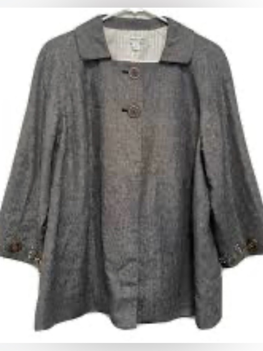 Coldwater Creek Linen Blend Swing Jacket 1X Metallic Gray Glam Button-Front